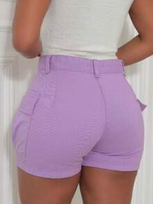 MILLE MODAS SHORT CARGO JEANS WOMEN - Lilac Purple - View 2