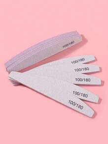 5Pcs/10Pcs Grey Nail Art File Half Moon Buffer Block Double Sided Manicure Files Sticks Nail Salon Tools