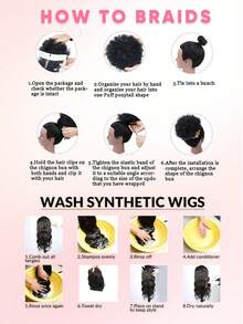 1-Pack 8inch Afro Puff Ponytail Synthetic Hair Extensions Black Voluminous Curly Bun With Secure Clips And Adjustable Drawstring Breathable Mesh Soft Natural Wig For Women Daily Wear And Party Occasions - Multicolor - View 9