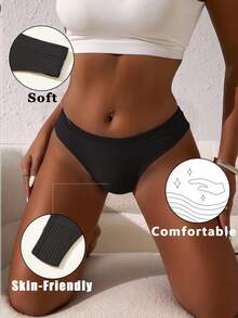 5条/包 女士性感高弹无缝丁字裤，柔软纯色低腰内裤，简约内衣 - 彩色 - 查看 5