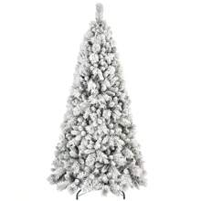 4/5/6/7/7.5/8/9FT Artificial Christmas Tree, PVC Hard Needle Mixed Flocking Tree, Simulated Pine Needle Christmas Tree, With Detachable Metal Base, Christmas Tree For Winter Party Decorations, Indoor Christmas Decorations