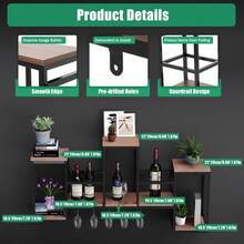 YUNRUX Wine Rack & Wine Glass Rack - Black - View 6