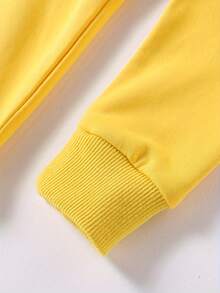 A Pure Cotton Long-Sleeved Hooded Sweatshirt For Boys, A Soft, Casual And Comfortable Solid-Color Round-Neck Pullover Pocket Sports Top - 黃色 - 查看 5