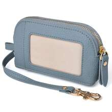 Portacartas de crédito para mujer - Cartera pequeña para mujer con ventana de identificación y correa retráctil para la muñeca - Cartera portacartas - Cartera de dinero unisex mini cartera monedero cartera útiles escolares cartera de muñeca cartera portacartas