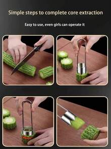 1/2 Stück Edelstahl Obst- & Gemüseausstecher, effizientes Küchengerät für Gurke, Paprika, Apfel, Tomate, Jalapeño - , einfach zu benutzender Haushalts-Entsteiner, Ausstecher für Gemüse & Obst