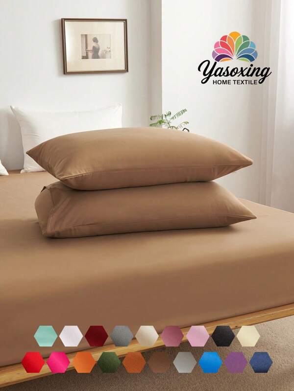2 pièces Taie d'oreiller marron café super douce, couleur unie, légère, avec fermeture enveloppe. Housse d'oreiller de lit, pour chambre, dortoir, literie de retour à l'école
