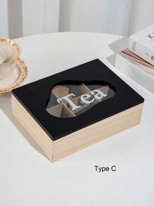 1个木制茶叶盒，多种尺寸可选，茶包分隔收纳盒，咖啡包多用途收纳盒，带透明翻盖