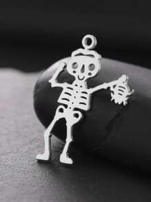 1 pieza Esqueleto bailarín minimalista de acero inoxidable, colgante de araña y murciélago, accesorio creativo con diseño de Halloween adecuado para collar, pulsera, llavero, aretes, accesorios hechos a mano DIY