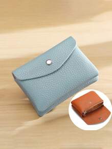1PC Mini Vintage Vegan Coin Purse Zippered Credit Card Holder Authentic Card Holder, Genuine Card Holder Portable Card Holder And Women's Wallet - Brown - View 21