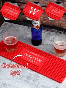 1 件定制酒吧桌旗、个性化酒吧垫、咖啡和鸡尾酒垫、家庭酒吧配件、艺术橡胶杯垫、送给父亲、男朋友的礼物、定制杯垫 - 紅色 - 查看 3