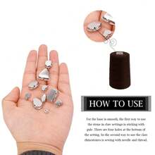 1 Pack Of Approx. 130 Sew On Rhinestones, Mixed Shapes Metal Claw Sew-On Glass Gems, Silver - Big Red Silver Bottom 130pcs - View 6