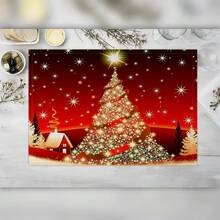 4 piezas de manteles individuales decorativos navideños, manteles individuales rectangulares tejidos antideslizantes de poliéster lavables a máquina, adecuados para la cocina, el comedor, la decoración del hogar y la decoración de fiestas.