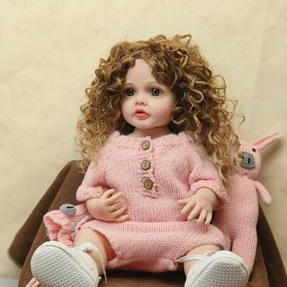 1个55厘米逼真重生娃娃柔软新生儿娃娃女孩玩具礼物娃娃硅胶全身逼真