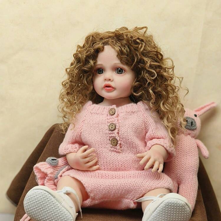 1pc 55cm Realistic Reborn Doll Soft Newborn Doll Girl Toy Gift Doll Silicone Full Body Lifelike - White - View 1