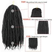 Marley Twist Braiding Hair 18 Inch Marley Twist Hair Long Cuban Twist Hair 1/3/8 Packs Ombre Blonde Afro Kinky Curly Twist Crochet Hair Synthetic Marley Hair Extensions - Black - View 4