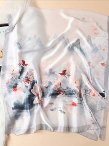 1条印花丝巾，优雅户外防晒浪漫风格，适合户外旅行，可用作头巾、发圈、发箍，是自我装饰的理想之选。 - 彩色 - 查看 2