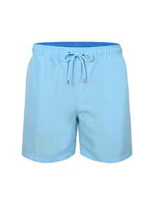 Men's Swim Trunks Solid Color Fashion Casual Quick Dry Swim Shorts With Pockets & Mesh Lining Beach Shorts For Beach Summer Holiday Swimming Surfing - Màu xanh nhạt - Xem 2