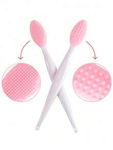 1pc Silicone Nose Pore Cleansing Brush, Exfoliating, Deep Pore Cleansing, Facial Massage Tool, Blackhead & Acne Removal, Pink Lip Scrubber, Skincare, Home Decor, Bedroom Decor, Bathroom, Christmas Gift, Travel, Wedding, Christmas Party, Mother's Day Gift - Multicolor - View 2