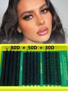 200/300/640 Pcs 80/100/60/50/30 D Thick & Curly 8-16mm Mixed DIY Eyelash Extension Kit, DIY Lower Lashes, Eyelash Album, Large Capacity Soft Individual Lashes, Easy To Create Fluffy & Natural Long Lashes At Home - Black - View 7