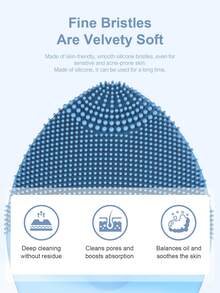 用于清洁和去角质的硅胶面部刷，防水电动洁面刷，面部刷去角质刷，面部清洁刷，面部刷 - 藍色 - 查看 7