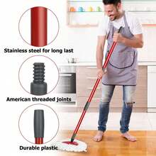 Adjustable Spin Mop Replacement Handle - 4-Section 30" To 58" Pole For O-Cedar EasyWring Systems (Head/Base Not Included)-Red,Perfect Christmas Gift - Màu đỏ - Tay cầm cây lau nhà - Xem 9