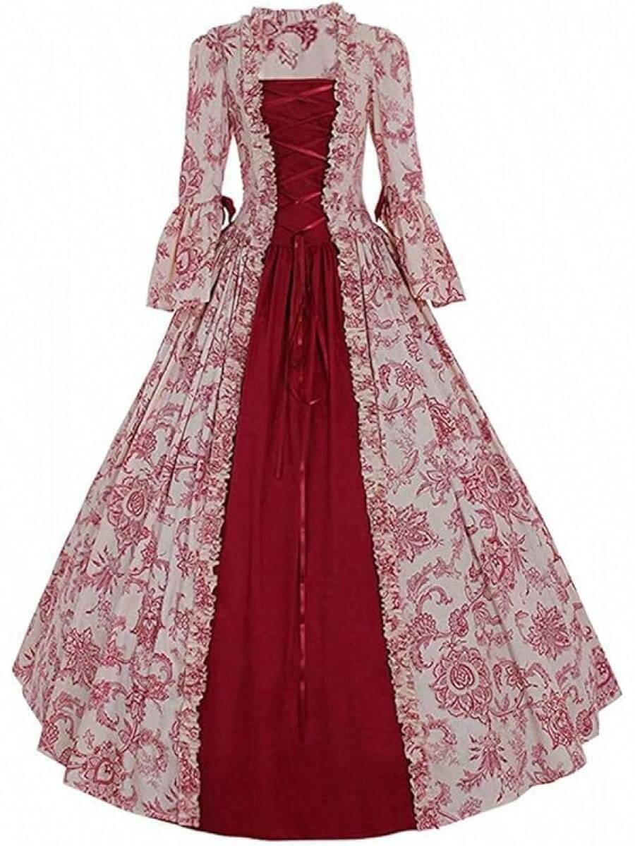 Party Limited Edition  Women's Victorian Rococo Dress Temperament Evening Dress Inspiration Maiden Horn Sleeve Costume