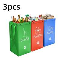 1pc/3pcs Foldable Trash Can, Reusable, Easy To Clean, Large Capacity, Durable Garbage Bin For Outdoor, Kitchen, Living Room Waste Sorting