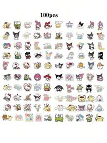 pokemon Conjunto de 100 adesivos Kawaii - Adesivos fofos Kuromi, Cinnamoroll, My Melody e Hello Kitty, adequados para laptops, telefones, garrafas de água - Adesivos de papel descartáveis, superfície semibrilhante, à prova d'água e vários formatos