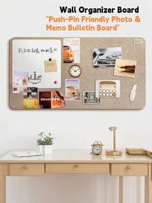 1pc Felt Decorative Board, Self-Adhesive Wall-Mounted Memo Board For Office, Home, Classroom, Reusable Photo Wall Display, Minimalist European Style Wall Decor Sticker, Suitable For Bedroom, Study, Living Room, Office, Classroom, Entryway