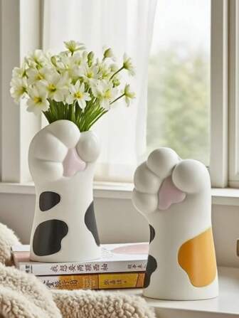 1 件情人节可爱猫爪花瓶 - 送给猫爱好者的完美猫礼物，送给女性的鲜花和猫爱好者的礼物。非常适合家居装饰、办公室、书架和电视柜。送给女性的甜蜜猫咪礼物和送给女性的猫爱好者礼物。送给女性的贴心猫妈妈礼物和送给植物爱好者的礼物