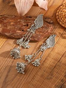 一对长链多铃铛耳环 - 銀色 - 查看 3