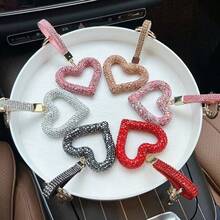 1 buc breloc strălucitor cu inimă și stras, cadou de Crăciun personalizat, breloc drăguț pentru prietenă, accesoriu de modă strălucitor din aliaj de zinc pentru toate anotimpurile, accesorii pentru genți, șnururi cu suport pentru legitimație, accesorii auto, brelocuri pentru genți