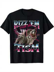 Camiseta de algodón casual de verano con el meme Tism, camisetas de moda con cuello redondo, camiseta de estilo urbano cómodo, camiseta de moda imprescindible - Negro - Ver 1