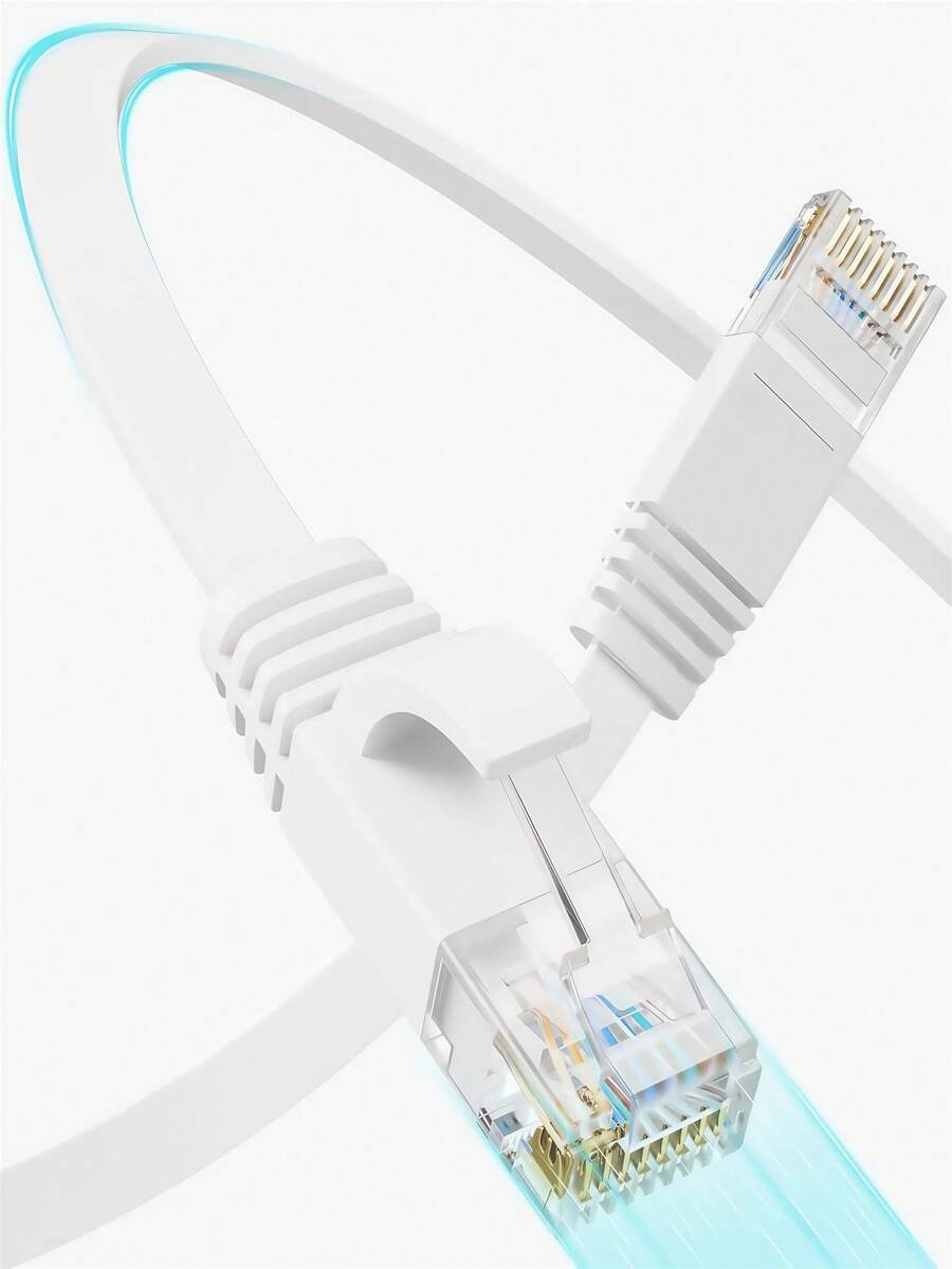 Cable Ethernet de alta velocidad de 1-30m, Cable de red plano Cat6 con conectores RJ45, Cable LAN largo para conectar router y computadora, adecuado para oficina y hogar, color blanco - Blanco - Ver 1