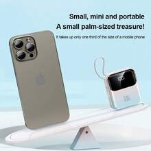 10000mAh Portable Charger Mini Power Bank, 120W Super Fast Charging Portable Mobile Phone Charger With Built-In Cable (USB-C Output Cable), LED Display Mobile Phone Travel Battery Pack, Suitable For IPhone, Suitable For Samsung, Suitable For Android And Other Travel Essentials, Back To School Essentials, Perfect Gift, Fashion Design - White - View 7