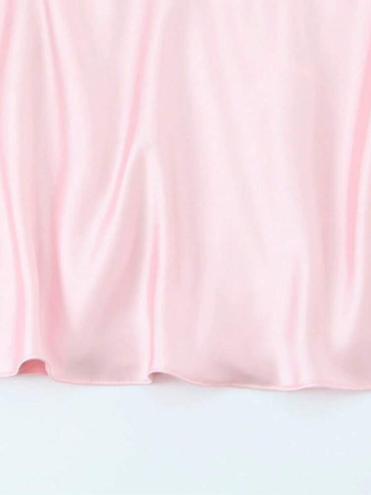 DEEKA New Sexy V-Neck Satin Slip Backless Dress, Elegant Party Cocktail Gown - Baby Pink - View 7