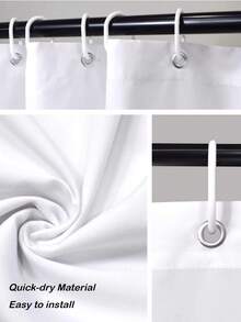 Abstract Shower Curtain, Neutral Leaves Geometric Minimalist Aesthetic Plant Mid Century Modern Waterproof Bathroom Curtain With Hooks - 翠綠色鼠尾草綠 - 查看 6