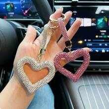 1 buc breloc strălucitor cu inimă și stras, cadou de Crăciun personalizat, breloc drăguț pentru prietenă, accesoriu de modă strălucitor din aliaj de zinc pentru toate anotimpurile, accesorii pentru genți, șnururi cu suport pentru legitimație, accesorii auto, brelocuri pentru genți