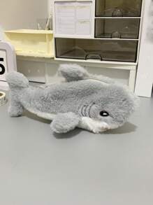 1 件可爱大号鲨鱼铅笔盒，大容量，高品质毛绒，适用于学校用品，返校 - 彩色 - 查看 1