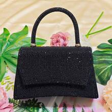 [Bolso cuadrado pequeño con brillo] Bolso cuadrado pequeño elegante y sofisticado - Adornos de strass y perlas falsas, diseño brillante | Perfecto para vestir de noche | Para llevar al hombro o en la mano | Agrega elegancia a los atuendos