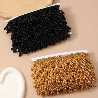 2 Yards 4.5CM Gold Black Bead Fringe Latin Dance Performance Costume Curtain Tassels Pendants Findings For DIY Craft Supplies Sewing Fringes Fringes Sewing Fringe Tassels Tassel Tassel Sewing Accessories Fringe Trim Tassel Garniture Couture Beaded Fringe Fringes For Dance Clothes