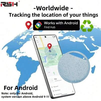 RSH For Android Smart Tag Air Tracker, Works For Android Find Hub(Only For Android, System Version Above Android 9+), Worldwide Precise Positioning Anti-Lost Tracker, Lost And Found Device, Suitable For Keys, Luggage, Is An Ideal Choice For Christmas And Birthdays.