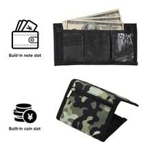 Carteras de camuflaje para hombres, mujeres y tarjetero, mini cartera, monedero, billetera plegable, regalo - Negro - Ver 1