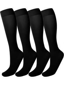 (2pairs)Women's Knee High Socks Ladies Nylon Long Socks 2pairs Semi Opaque Trouser Socks Knee Stockings, Y2k, Cozy Socks - Multicolor - View 13