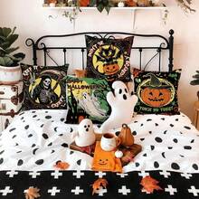 4 pièces Taie d'oreiller Décoration Taie d'oreiller Chat d'Halloween Effrayant Citrouille Fantôme Vintage Décoratif Canapé Lit Extérieur Intérieur Set de Cuillères Imprimé sur un seul côté sans Oreiller - Multicolore - Voir 4