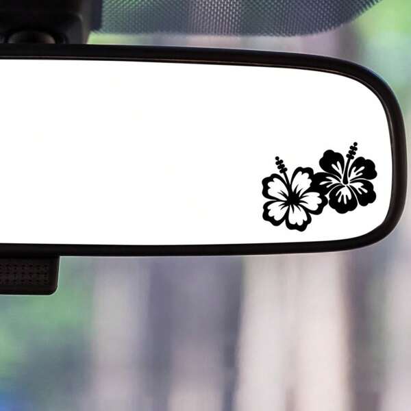 Hibiscus Flower Car Rearview Mirror Stickers, Small Hibiscus Flowers, Flowers, Car Mirror Decals, Mini Decals, Small Decals, Indoor/Outdoor Vinyl, Multiple Colors, Car Decoration Accessories