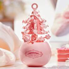 Decoração de Natal para casa, buquê de flores perenes em vaso, bloco de construção, presente exclusivo de árvore dos desejos com bênçãos brilhantes, adequado para o Dia dos Namorados, Natal, aniversário