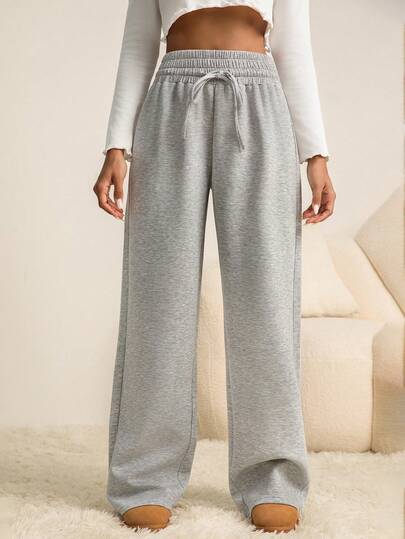 Pantalones rectos de cintura súper baja de algodón orgánico casual para mujer