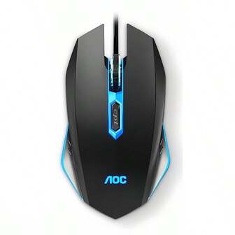 AOC Kabelgebundene Gaming-Maus GM130 Bunter RGB-Lichteffekt 20 Millionen Mikroschalter Treiberloses Plug-and-Play Kompatibel mit mehreren Geräten Schwarz