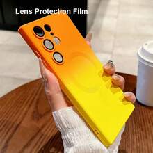 磁吸式无线防刮防震渐变色保护手机壳，兼容三星 Galaxy S25、S25+、S25 Ultra、S24、S24+、S24 FE、S24 Ultra、S23 Ultra、S22 Ultra、A06、A16、A26、A36、A56 系列，国际版，非国内版 - 橘黃色 - 查看 4